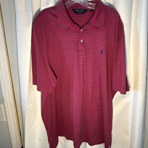 Polo Golf Ralph Lauren Men's XXL Pro Fit Striped Polo Shirt Red Gray